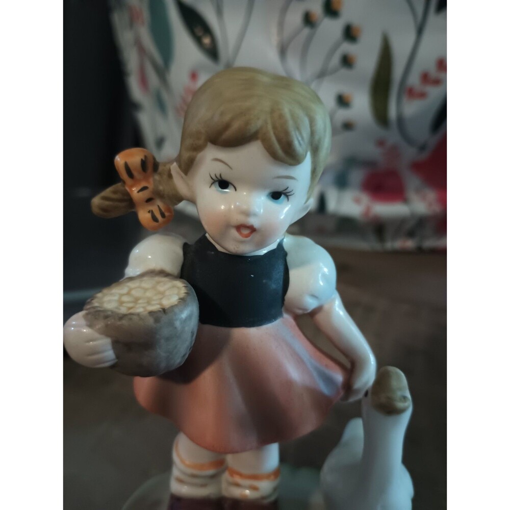 Vintage Flambro Little Girl with Goose Figurine